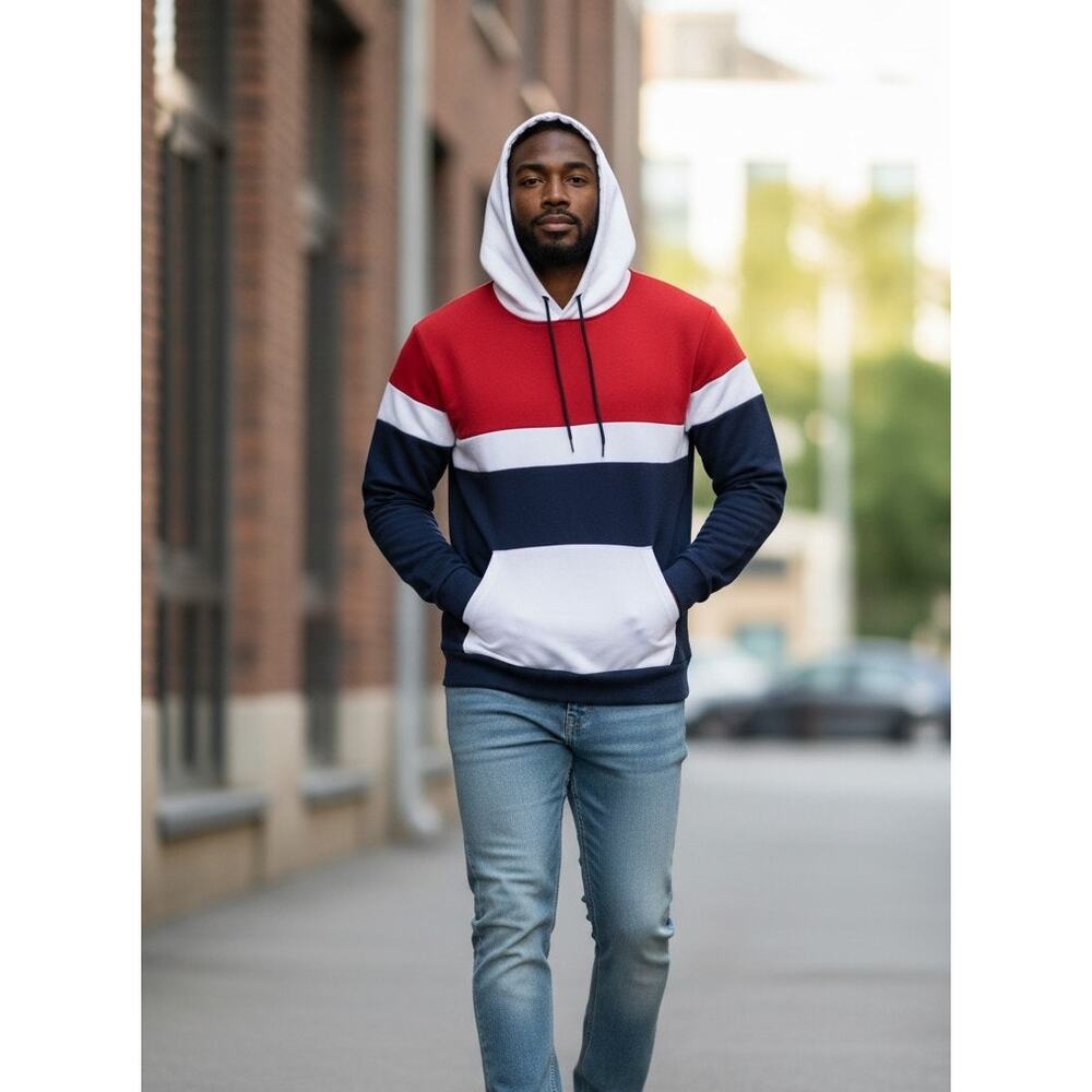American Legacy Amongst Others Mens Hoodie Size Large Red White Blue Patriotic